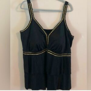 FRIDAY ONLY SALE PRICE 😎 Black and Metalic Gold Tankini Top